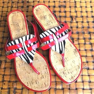 Zebra Print Goat & Red Patent Sandal